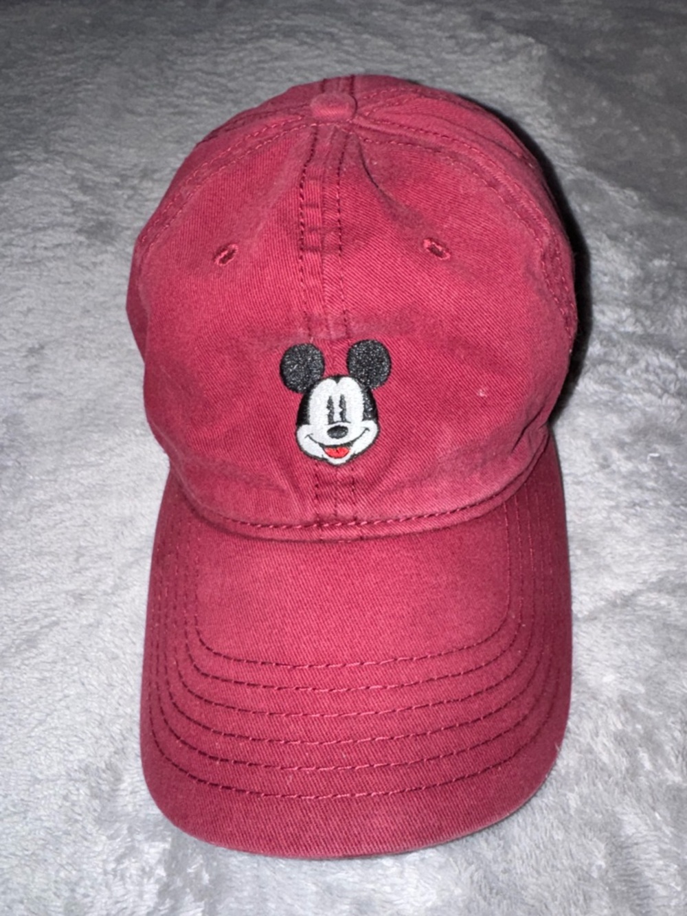 Mens Disney Mickey Embroidered Baseball Cap Maroon